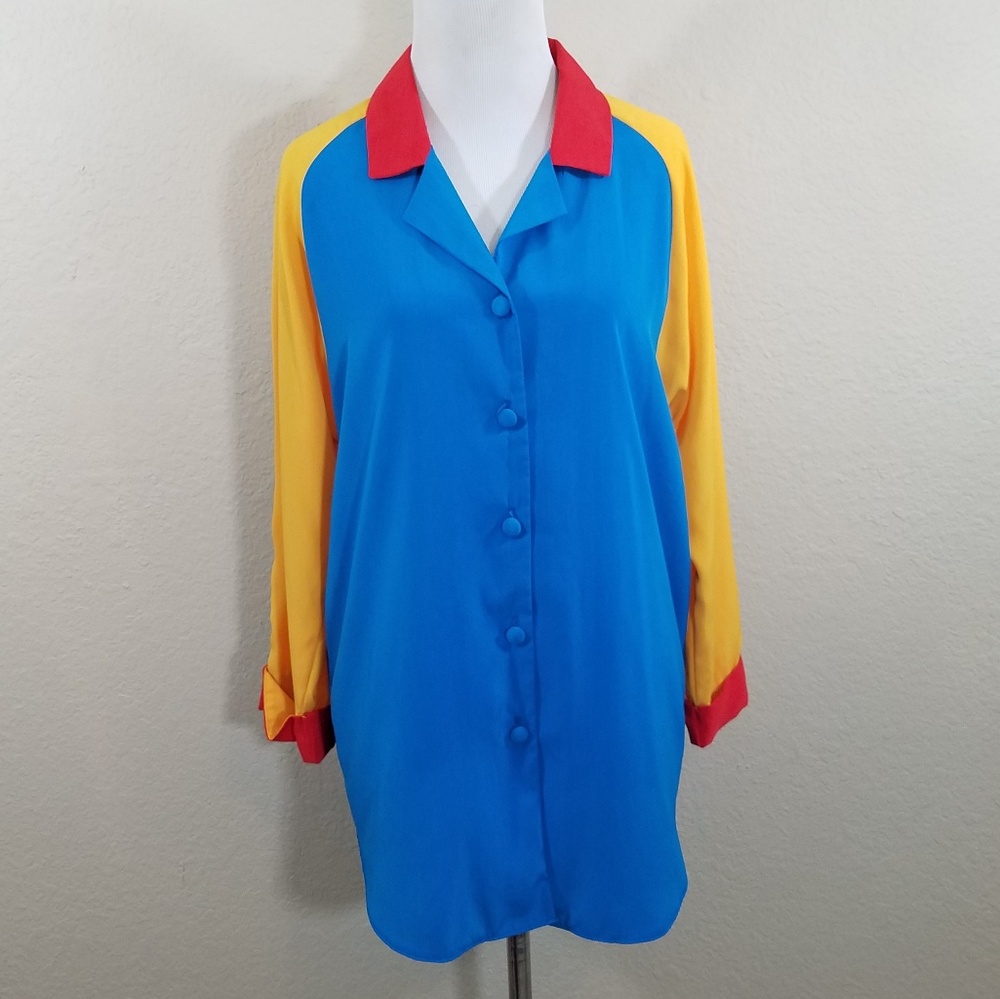 Vintage 80's 90's Colorblock Button Up Long Sleeve